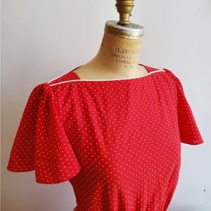 Red Polka Dot Midi Dress
